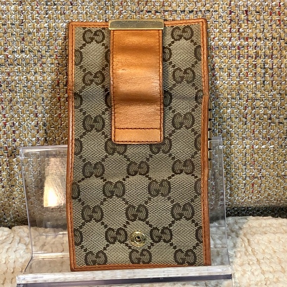 GUCCI GG Monogram Canvas Burned Orange Leather Trifold Key CC Holder Authentic - Picture 9 of 16